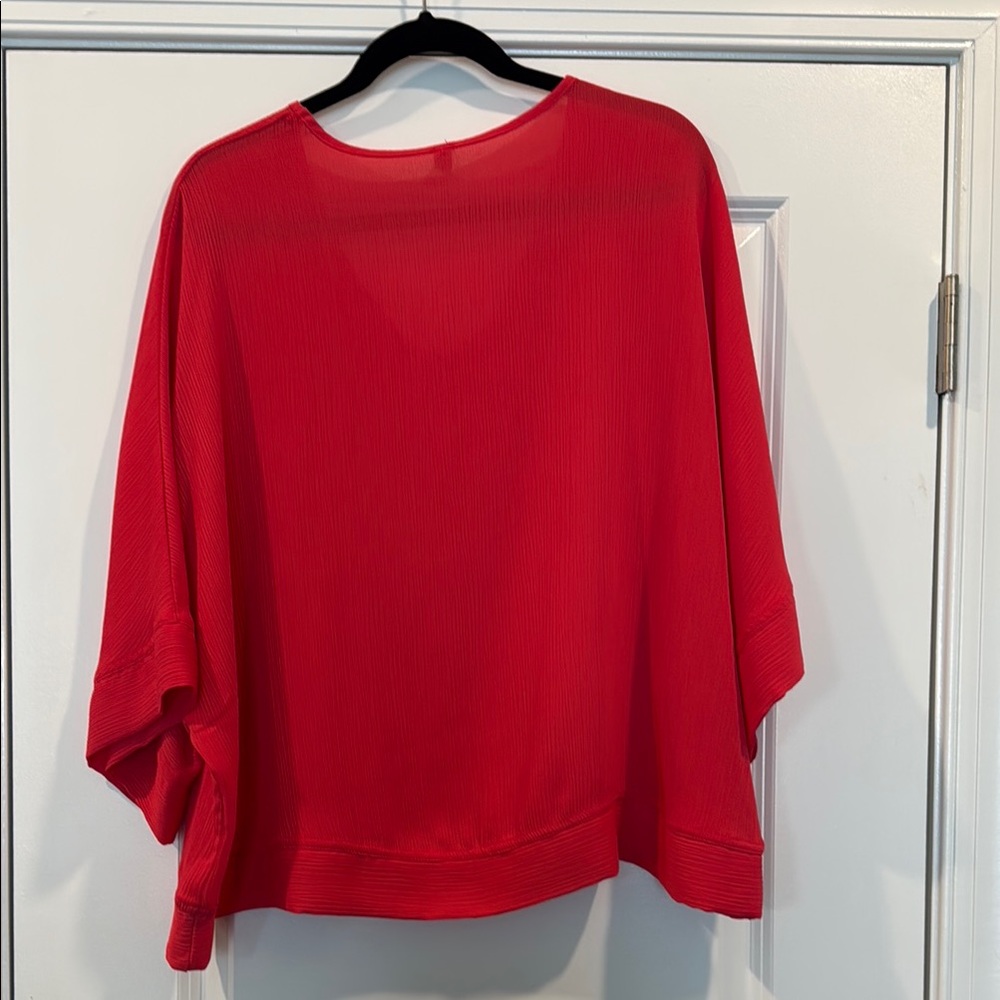 Women's Red V-Neck Top - Picture 3 of 6